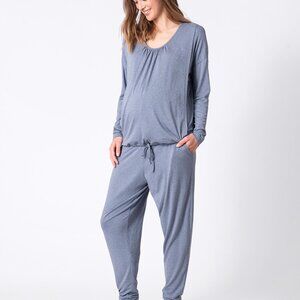 Ultra-Soft Steel Blue Maternity & Nursing Loungewear Set